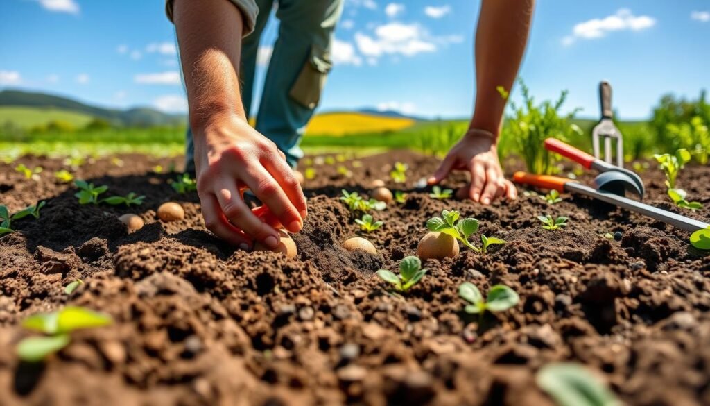 Planting potatoes