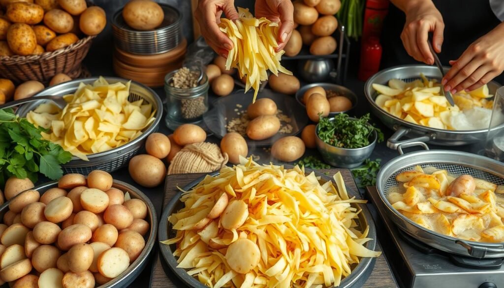 Potato processing,Potato chips production,French fries production,Potato peeling