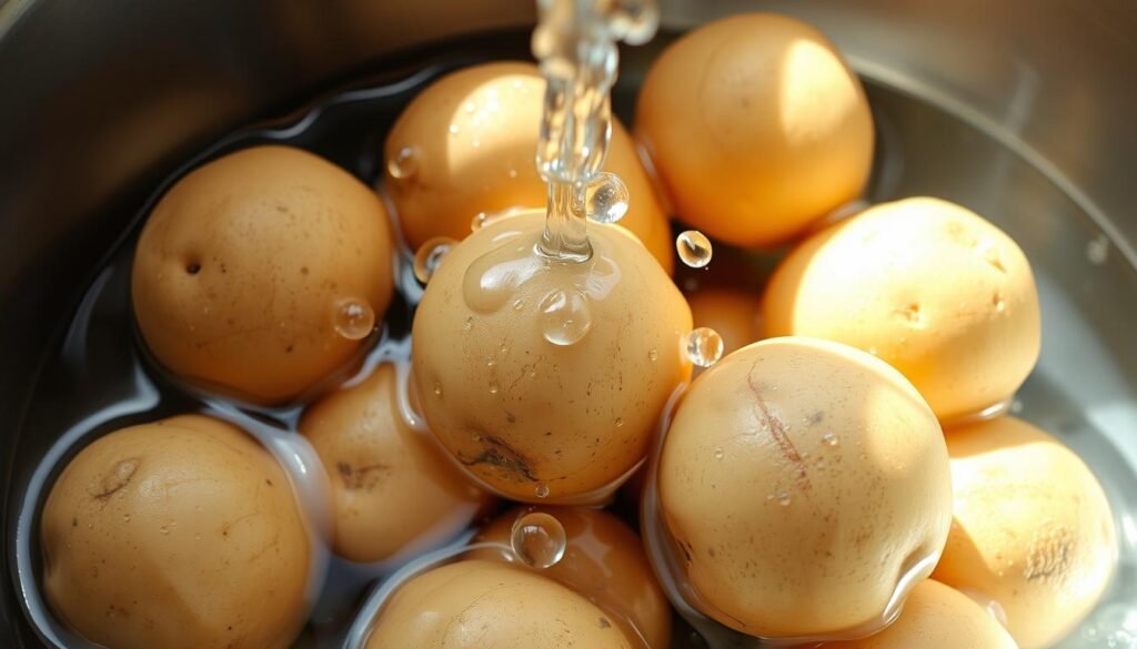 washing potatoes for even cooking